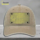 Yellow White Small Chevron Oil Rubbed Novelty License Plate Hat Unconstructed Cotton / Khaki