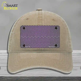 Purple White Small Chevron Oil Rubbed Novelty License Plate Hat Unconstructed Cotton / Khaki