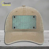 Mint White Small Chevron Oil Rubbed Novelty License Plate Hat Unconstructed Cotton / Khaki