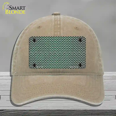 Green White Small Chevron Oil Rubbed Novelty License Plate Hat Unconstructed Cotton / Khaki