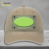 Lime Green White Small Chevron Oval Oil Rubbed Novelty License Plate Hat Unconstructed Cotton / Khaki