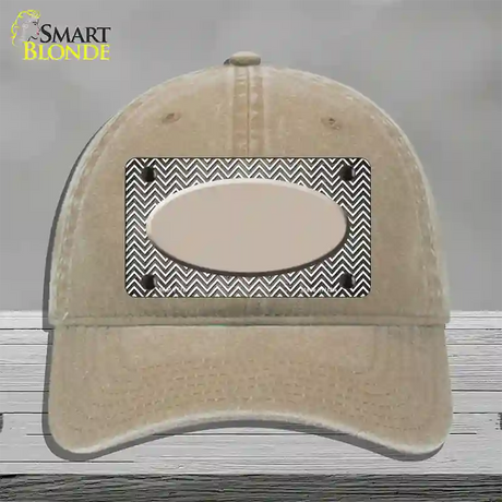 Tan White Small Chevron Oval Oil Rubbed Novelty License Plate Hat Unconstructed Cotton / Khaki