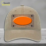 Orange White Small Chevron Oval Oil Rubbed Novelty License Plate Hat Unconstructed Cotton / Khaki