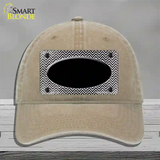 Black White Small Chevron Oval Oil Rubbed Novelty License Plate Hat Unconstructed Cotton / Khaki