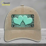 Mint White Anchor Hearts Oil Rubbed Novelty License Plate Hat Unconstructed Cotton / Khaki