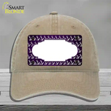 Purple White Anchor Scallop Oil Rubbed Novelty License Plate Hat Unconstructed Cotton / Khaki