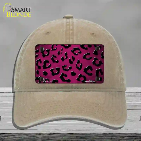 Pink Black Cheetah Oil Rubbed Novelty License Plate Hat Unconstructed Cotton / Khaki