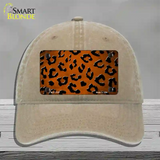 Orange Black Cheetah Oil Rubbed Novelty License Plate Hat Unconstructed Cotton / Khaki