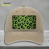 Lime Green Black Cheetah Oil Rubbed Novelty License Plate Hat Unconstructed Cotton / Khaki