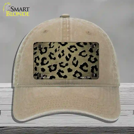 Gold Black Cheetah Oil Rubbed Novelty License Plate Hat Unconstructed Cotton / Khaki