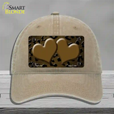 Brown Black Cheetah Hearts Oil Rubbed Novelty License Plate Hat Unconstructed Cotton / Khaki