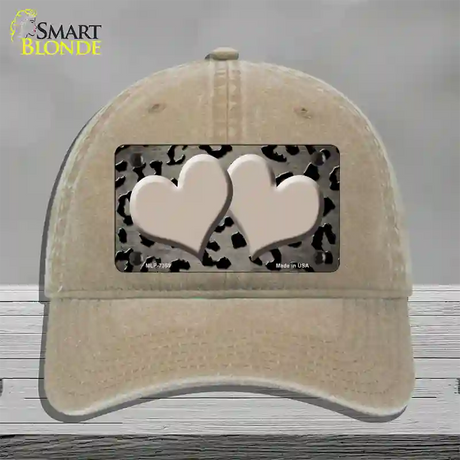 Tan Black Cheetah Hearts Oil Rubbed Novelty License Plate Hat Unconstructed Cotton / Khaki