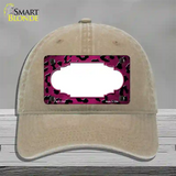 Pink Black Cheetah Scallop Oil Rubbed Novelty License Plate Hat Unconstructed Cotton / Khaki