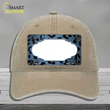 Light Blue Black Cheetah Scallop Oil Rubbed Novelty License Plate Hat Unconstructed Cotton / Khaki