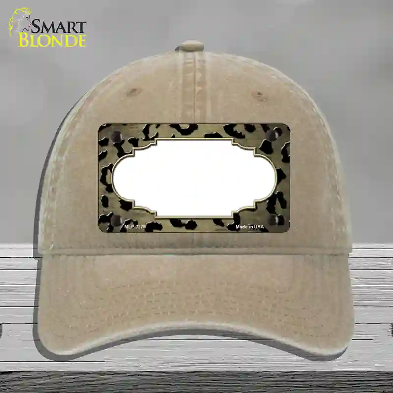 Gold Black Cheetah Scallop Oil Rubbed Novelty License Plate Hat Unconstructed Cotton / Khaki