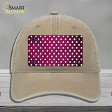 Pink White Small Dots Oil Rubbed Novelty License Plate Hat Unconstructed Cotton / Khaki