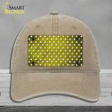 Yellow White Small Dots Oil Rubbed Novelty License Plate Hat Unconstructed Cotton / Khaki