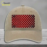 Red White Small Dots Oil Rubbed Novelty License Plate Hat Unconstructed Cotton / Khaki