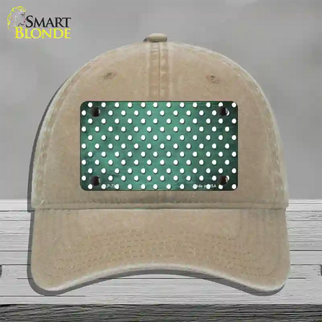 Mint White Small Dots Oil Rubbed Novelty License Plate Hat Unconstructed Cotton / Khaki