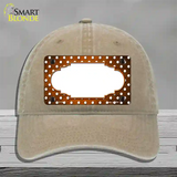 Orange White Small Dots Scallop Oil Rubbed Novelty License Plate Hat Unconstructed Cotton / Khaki