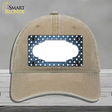 Light Blue White Small Dots Scallop Oil Rubbed Novelty License Plate Hat Unconstructed Cotton / Khaki