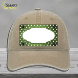 Lime Green White Small Dots Scallop Oil Rubbed Novelty License Plate Hat Unconstructed Cotton / Khaki