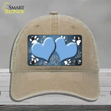 Paw Heart Light Blue White Novelty License Plate Hat Unconstructed Cotton / Khaki