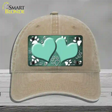 Paw Heart Mint White Novelty License Plate Hat Unconstructed Cotton / Khaki