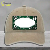 Paw Scallop Green White Novelty License Plate Hat Unconstructed Cotton / Khaki