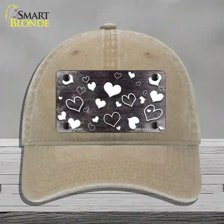 Black White Love Oil Rubbed Novelty License Plate Hat Unconstructed Cotton / Khaki