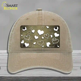 Gold White Love Oil Rubbed Novelty License Plate Hat Unconstructed Cotton / Khaki