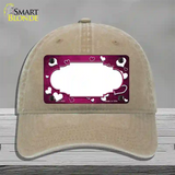 Pink White Love Scallop Oil Rubbed Novelty License Plate Hat Unconstructed Cotton / Khaki