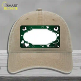 Green White Love Scallop Oil Rubbed Novelty License Plate Hat Unconstructed Cotton / Khaki