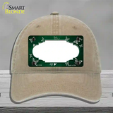 Green White Scallop Butterfly Oil Rubbed Novelty License Plate Hat Unconstructed Cotton / Khaki