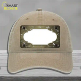 Gold White Dragonfly Scallop Oil Rubbed Novelty License Plate Hat Unconstructed Cotton / Khaki