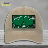 Green White Owl Hearts Oil Rubbed Novelty License Plate Hat Unconstructed Cotton / Khaki