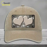 Tan White Owl Hearts Oil Rubbed Novelty License Plate Hat Unconstructed Cotton / Khaki