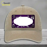 Purple White Owl Scallop Oil Rubbed Novelty License Plate Hat Unconstructed Cotton / Khaki