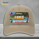 Kona Hawaii State Novelty License Plate Hat Unconstructed Cotton / Khaki