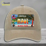 Maui Hawaii State Novelty License Plate Hat Unconstructed Cotton / Khaki