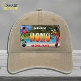 Honu Hawaii State Novelty License Plate Hat Unconstructed Cotton / Khaki