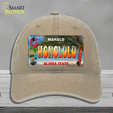 Honolulu Hawaii State Novelty License Plate Hat Unconstructed Cotton / Khaki