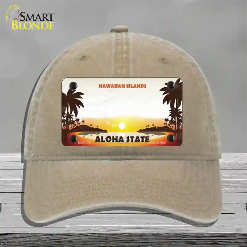 Hawaiian Islands Hawaii Blank State Novelty License Plate Hat Unconstructed Cotton / Khaki