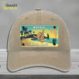 Hang Loose Hawaii Pineapple Novelty License Plate Hat Unconstructed Cotton / Khaki