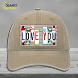 Love You License Plate Art Wood Novelty License Plate Hat Unconstructed Cotton / Khaki