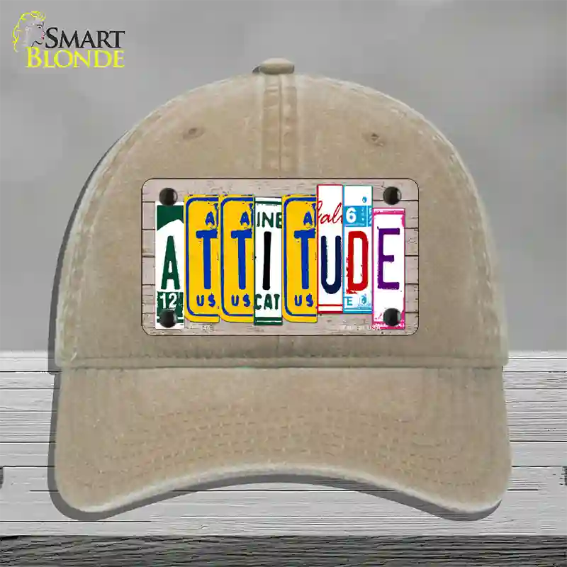 Attitude License Plate Art Wood Novelty License Plate Hat Unconstructed Cotton / Khaki