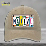 Native License Plate Art Wood Novelty License Plate Hat Unconstructed Cotton / Khaki