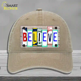 Believe License Plate Art Wood Novelty License Plate Hat Unconstructed Cotton / Khaki