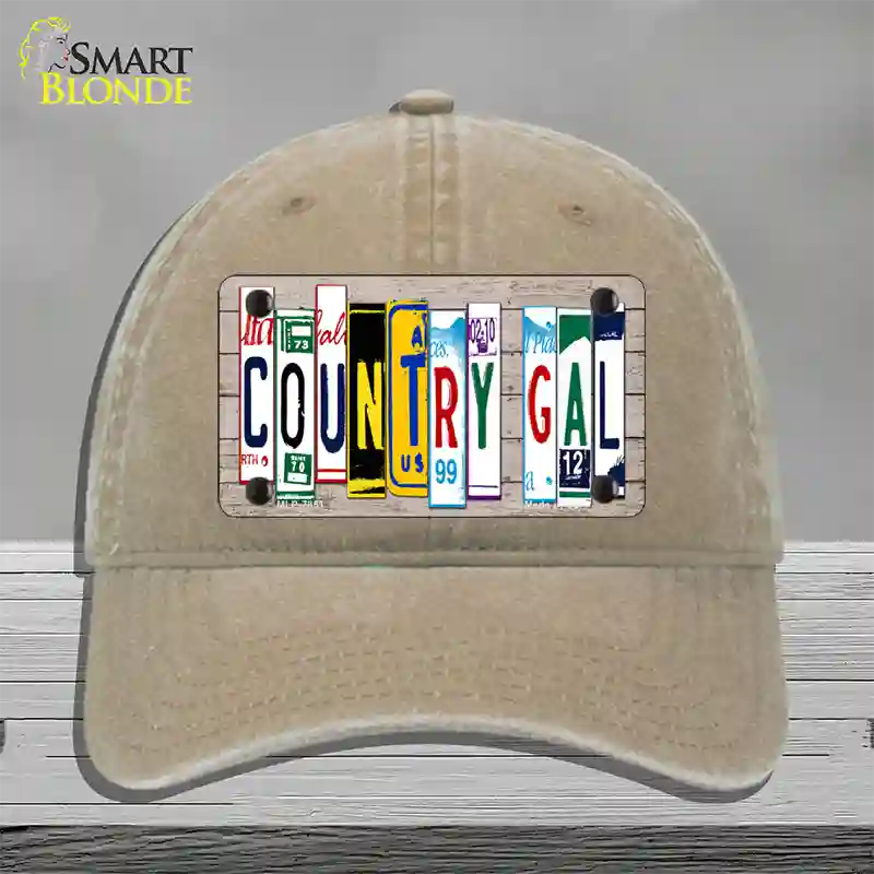 Country Gal Plate Art Novelty License Plate Hat Unconstructed Cotton / Khaki