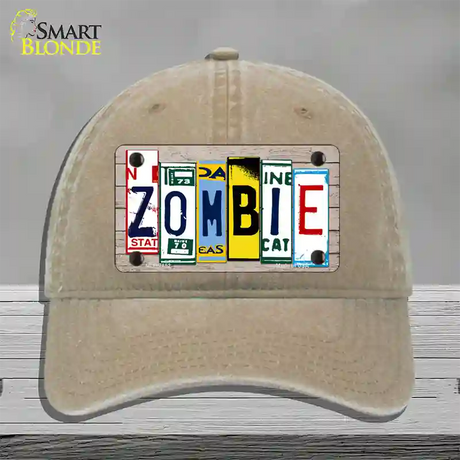 Zombie License Plate Art Wood Novelty License Plate Hat Unconstructed Cotton / Khaki